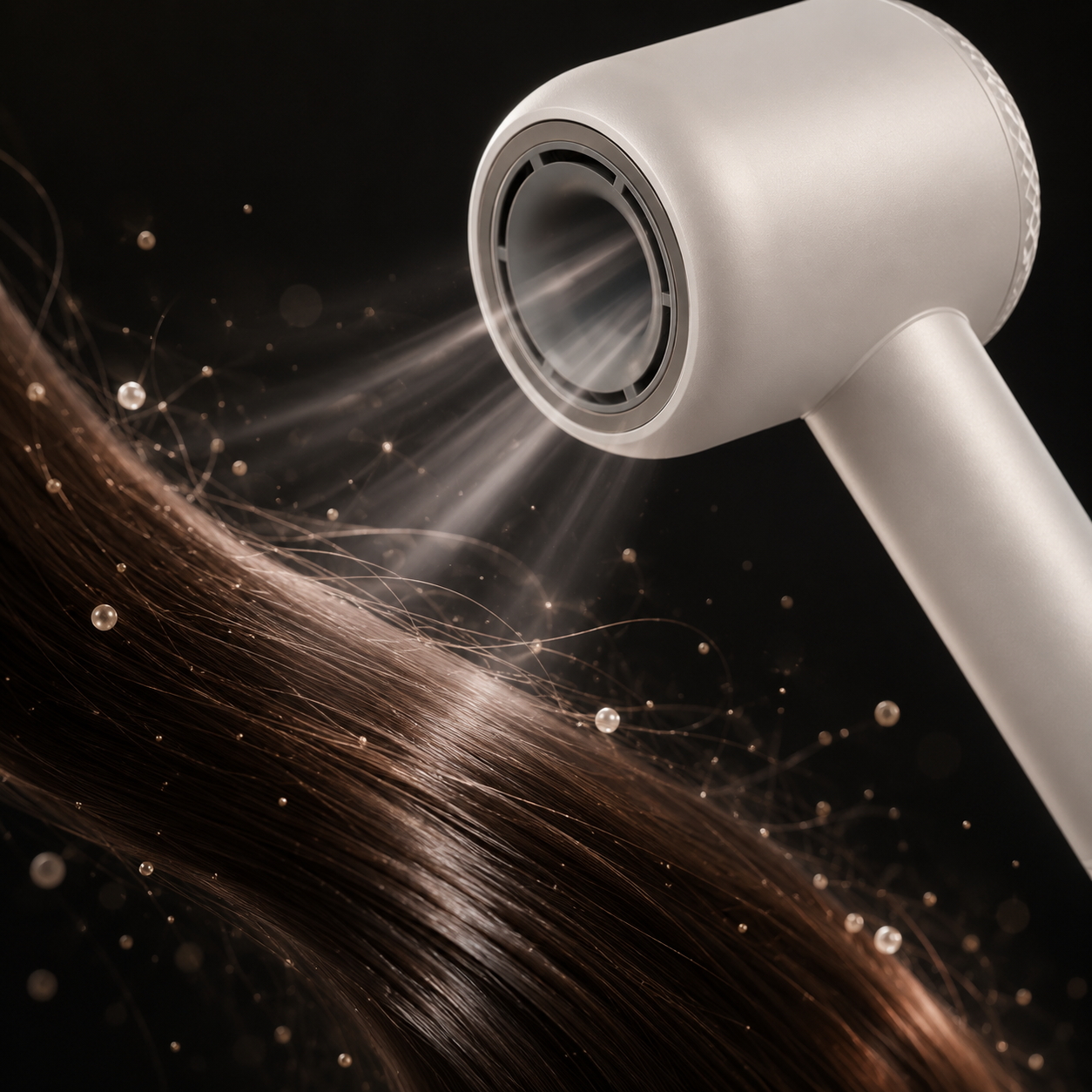 Ionic airflow smoothing the hair cuticle