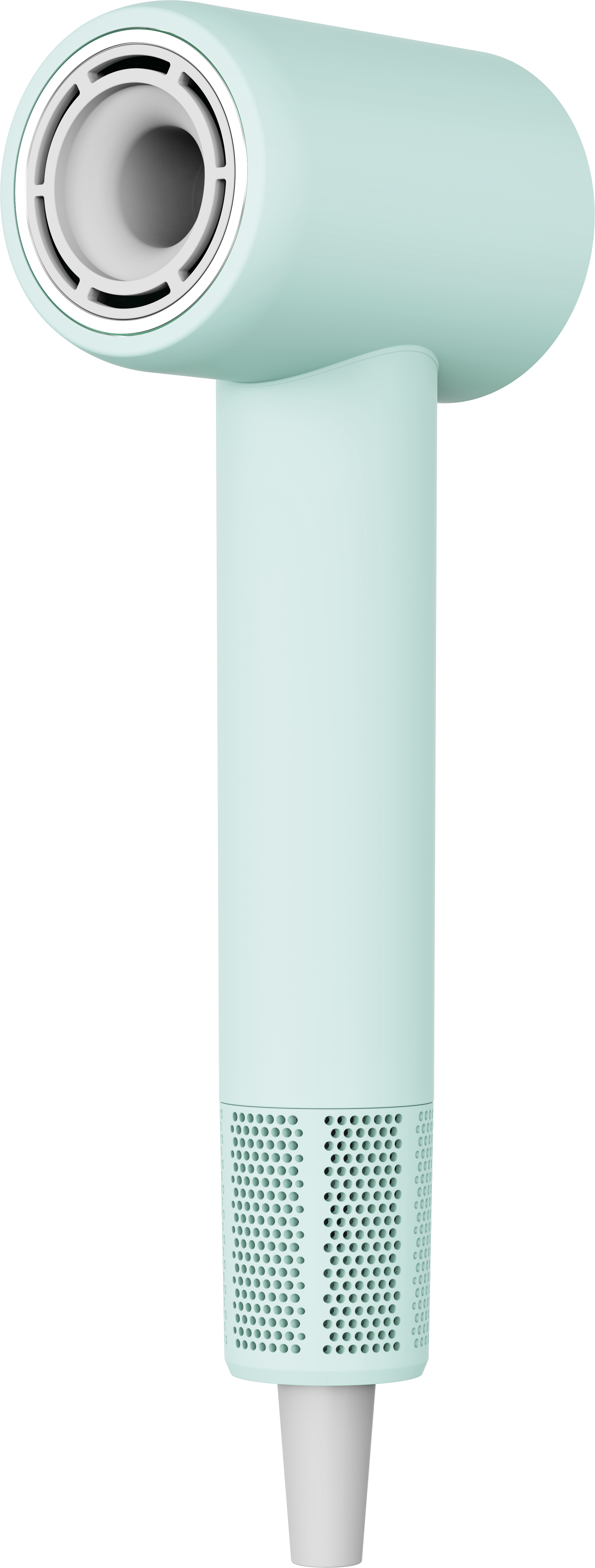 Pink hair dryer on a white background