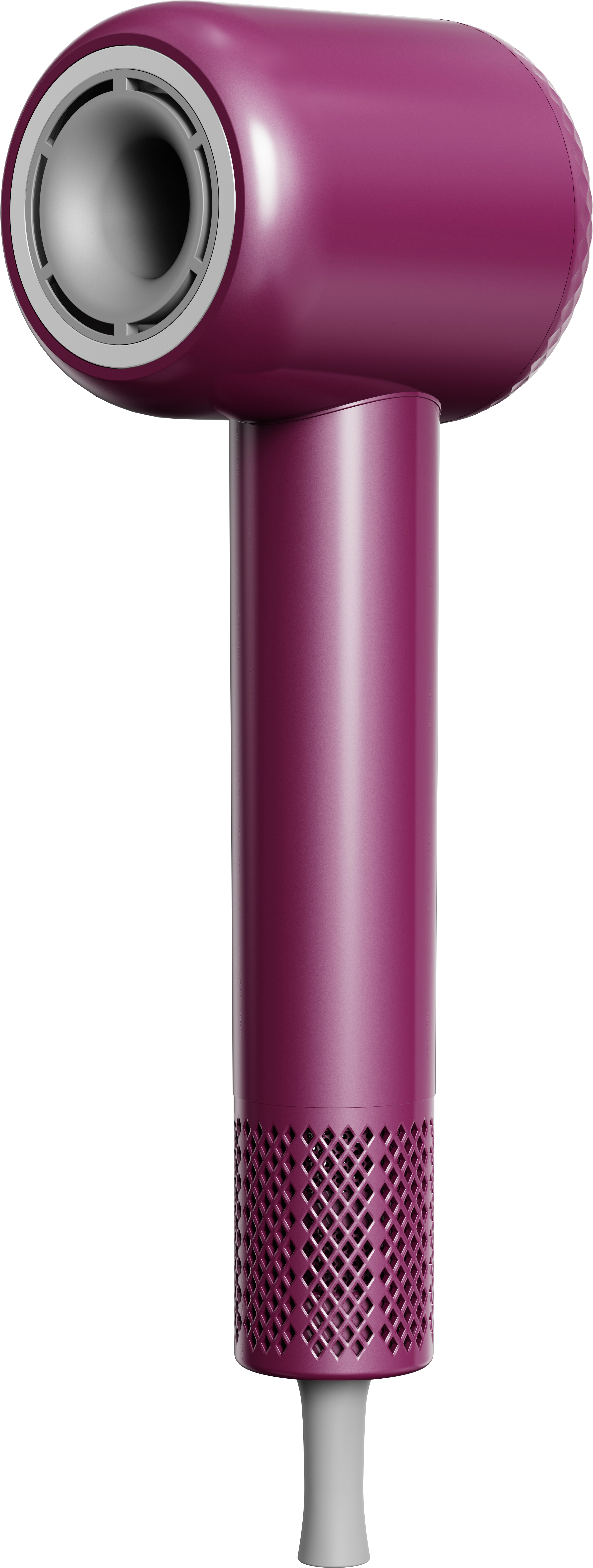 Purple hair dryer on a white background